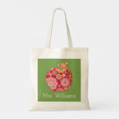 Aangepaste leraar Apple met Trendy Floral Pattern Tote Bag (Achterkant)