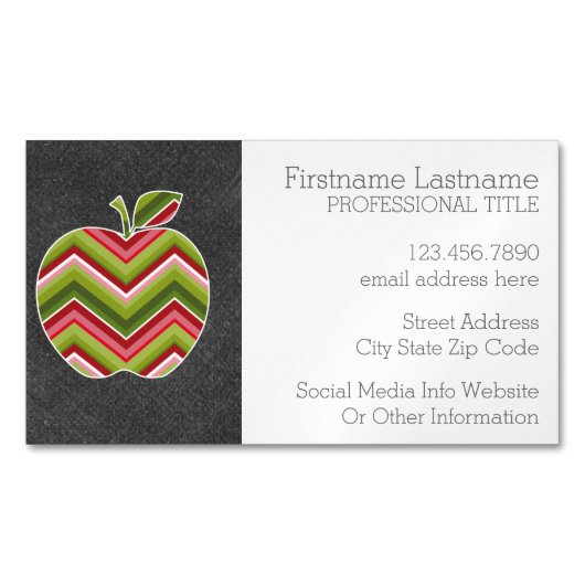 Aangepaste leraar Apple - Red Green Chevron Patter Visitekaartje Magneet (Voorkant)