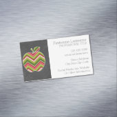 Aangepaste leraar Apple - Red Green Chevron Patter Visitekaartje Magneet (Voorbeeld)