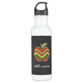 Aangepaste leraar Apple - Red Green Chevron Patter Waterfles (Voorkant)