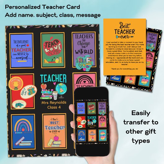 Aangepaste leraar Bedankt voor je kaartenbrief Fun Kaart