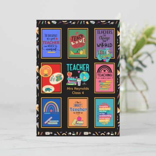 Aangepaste leraar Bedankt voor je kaartenbrief Fun Kaart (Staand voorkant)