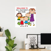Aangepaste leraar en studenten Welkom bij Klasse P Poster (Thuiskantoor)