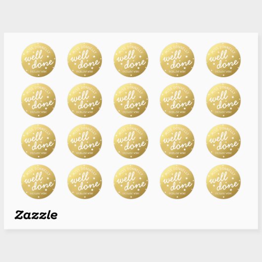 Aangepaste leraar Faux Gold Star Ronde Sticker (Vel)