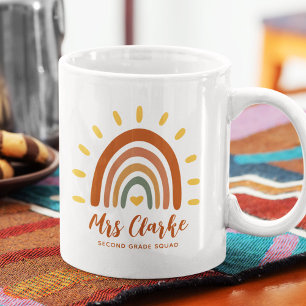 Aangepaste leraar naam Grade Boho Rainbow Sun Koffiemok