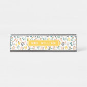 Aangepaste leraar naam Schattige Dino alfabet patr Bureau Naambordje (Voorkant)