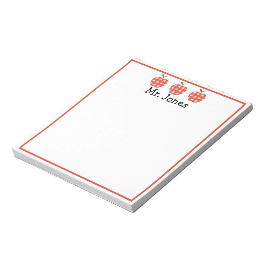 Aangepaste leraar rode Apple Gingham Pset-laptop Notitieblok (Gedraaid)