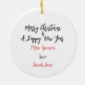 Aangepaste leraar waardering kerst ornament (Achterkant)