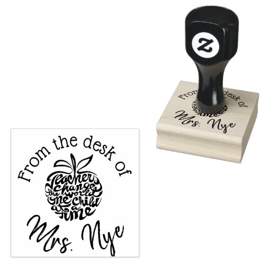 Aangepaste leraren! Vanaf het bureau van 2x2 Rubberstempel (Gestempeld)