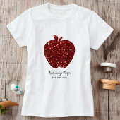 Aangepaste lerarennaam Faux Glitter Red Apple Scho T-shirt