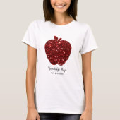 Aangepaste lerarennaam Faux Glitter Red Apple Scho T-shirt (Voorkant)