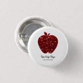 Aangepaste lerarennaam Red Apple Faux Glitter Ronde Button 3,2 Cm (Voorkant /achterkant)