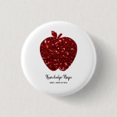 Aangepaste lerarennaam Red Apple Faux Glitter Ronde Button 3,2 Cm (Voorkant)
