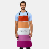 Aangepaste lesbische vlag met naam schort (Gedragen)