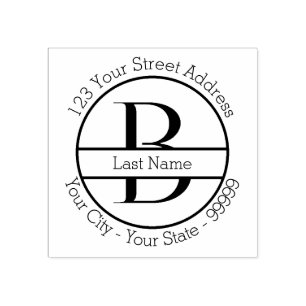 Aangepaste letter "B" monogram naam en retour adre Rubberstempel