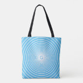 Aangepaste letter Canvas tas Blauw Gestreept Kies (Achterkant)