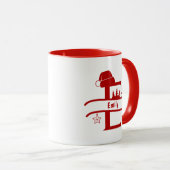 Aangepaste letter E-naam | Kerstmuts | Monogram Mok (Voorkant rechts)