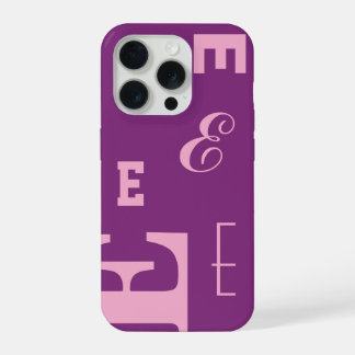 Aangepaste letter, kleurpop-monogram, paars en roz iPhone 15 pro hoesje