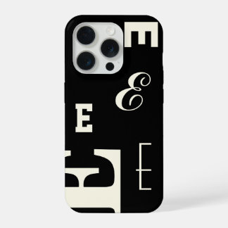 Aangepaste letter, kleurrijke monogram, zwart en c iPhone 15 pro hoesje