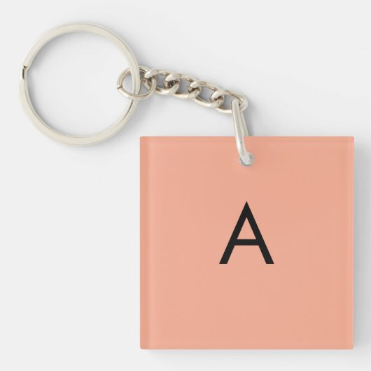 Aangepaste Letter Monogram Perzik Sleutelhanger (voorkant)