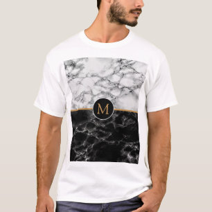 Aangepaste Letter of Number T-Shirt Black White Ma