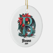 Aangepaste letternaam Initialen Kerst Keramisch Ornament (Rechts)