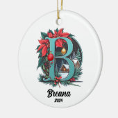 Aangepaste letternaam Initialen Kerst Keramisch Ornament (Links)