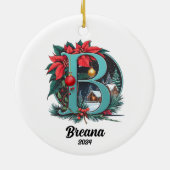 Aangepaste letternaam Initialen Kerst Keramisch Ornament (Achterkant)