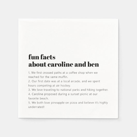 Aangepaste Leuke Feiten Bruid Bruidegom Huwelijk Z Servet (Voorkant)