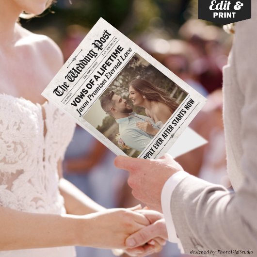 Aangepaste Leuke Geloften Trouwkrant Trouwgeloften Kaart