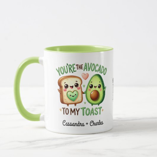 Aangepaste leuke koppels "Avocado voor mijn toast" Mok (Links)