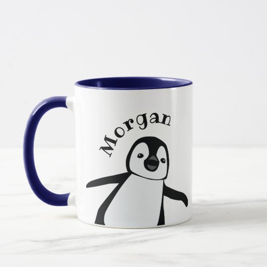 Aangepaste leuke pinguïn naam gepersonaliseerd mok (Links)