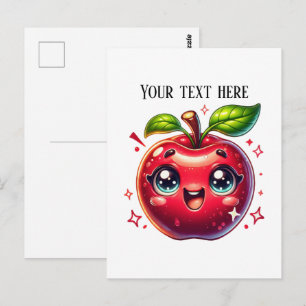 Aangepaste leuke rode appel  briefkaart