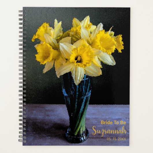 Aangepaste levendige affodils Vase-still-live brui Planner (Voorkant)