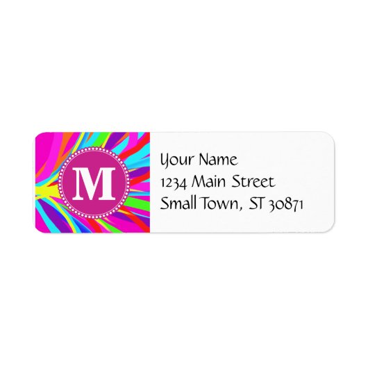 Aangepaste, levendige monogram kleuren, penseelstr etiket (Voorkant)