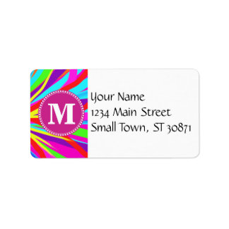 Aangepaste, levendige monogram kleuren, penseelstr etiket