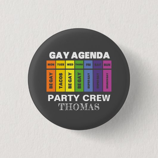 Aangepaste LGBT-partij Bemanningsagenda regenboog Ronde Button 3,2 Cm (Voorkant)
