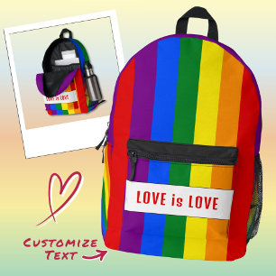 Aangepaste LGBTQIA+ Regenboogvlag Liefdesstreep vo Bedrukte Rugzak