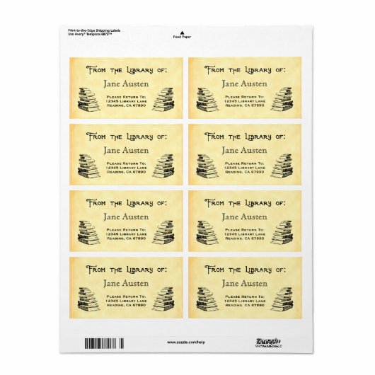Aangepaste "Library of" Books-labels Etiket (Full Sheet)