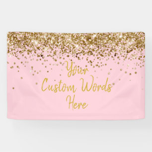 Aangepaste Licht Roze Gouden Verjaardagsfeest Foto Spandoek