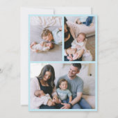 Aangepaste lichtblauwe boog golvende boho collage aankondiging (Achterkant)