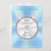 Aangepaste lichtblauwe en witte bruiloft-uitnodigi kaart (Voorkant / Achterkant)