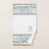 Aangepaste lichte Blauwgroen Aqua Blue Taupe White Bad Handdoek (Handdoek)
