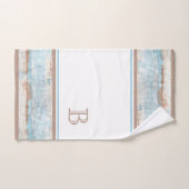 Aangepaste lichte Blauwgroen Aqua Blue Taupe White Bad Handdoek (Handdoek)