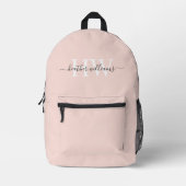Aangepaste lichte zachte pastel massief roze wit m bedrukte rugzak (Voorkant)
