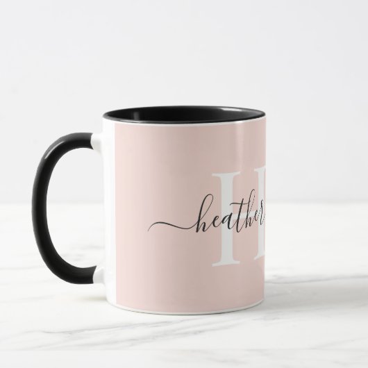 Aangepaste lichte zachte pastel massief roze wit m mok (Links)