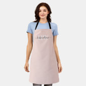 Aangepaste lichte zachte pastel massief roze wit m schort (Gedragen)
