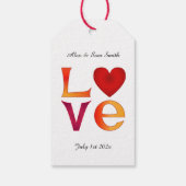 Aangepaste liefde vierkante bruiloft datum viering cadeaulabel (Achterkant)