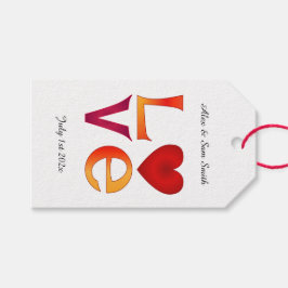 Aangepaste liefde vierkante bruiloft datum viering cadeaulabel