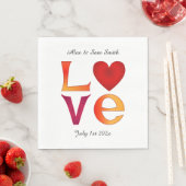 Aangepaste liefde vierkante bruiloft datum viering servet (Insitu)